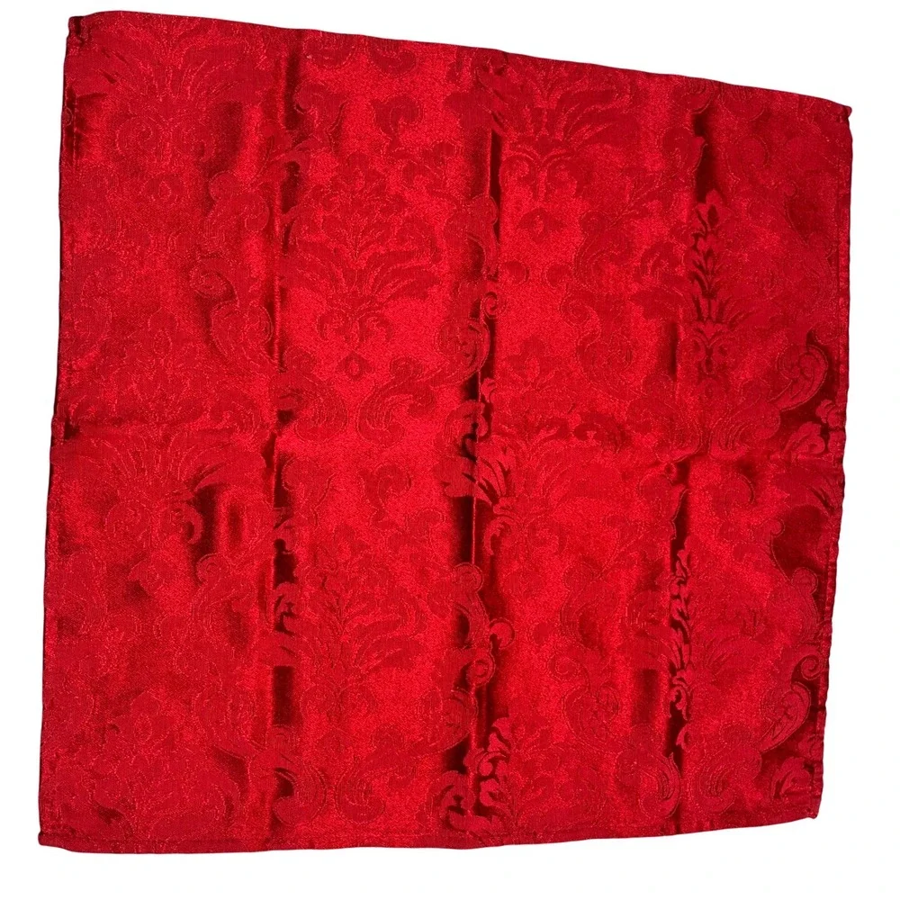 Cloth Napkins 16x16 Red Set of 6 Damask Scroll High End Table Linens